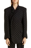 BALENCIAGA OVERSIZE RHINESTONE WOOL GABARDINE BLAZER,602394TGT90