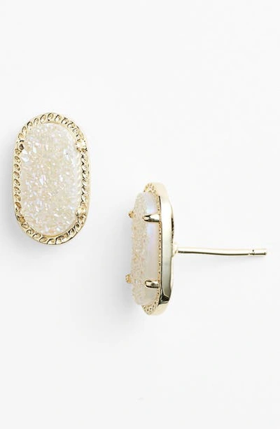 Kendra Scott Ellie Oval Stud Earrings In Rhod/ Ivory Mop