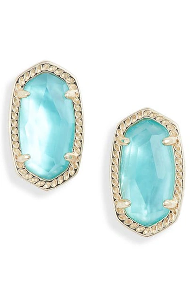 Kendra Scott Ellie 14ct Gold-plated Aqua Illusion Stud Earrings In Gold/ Aqua Illusion