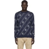 FENDI FENDI NAVY FOREVER FENDI CURSIVE SWEATER