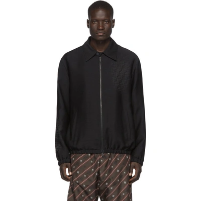 Fendi Fade Effect Monogram Zip-up Jacket In F0qa1 Black