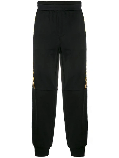 Versace Barocco Print Tech Jersey Track Pants In Black,yellow,white