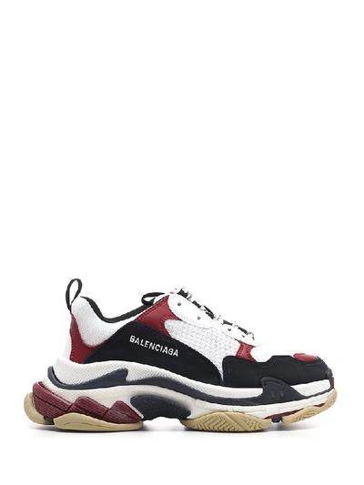 Balenciaga Triple S Logo Embroidered Sneakers In White