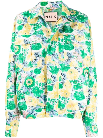 Plan C Boxy Shirt Jacket In Green