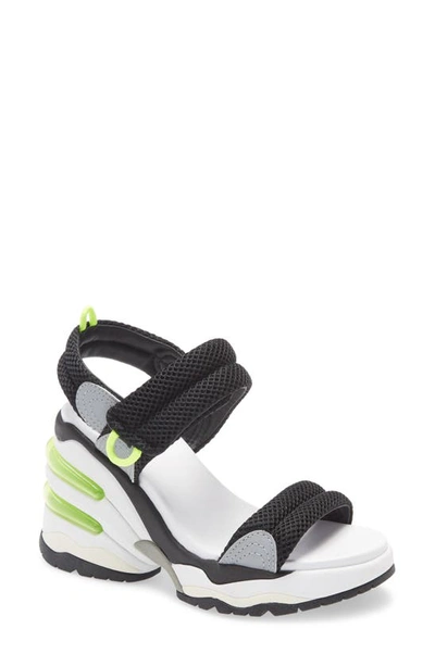 Ash Women's Cosmos Wedge Sandals In Black/ Silver