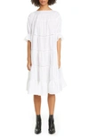 Merlette Paradis Tiered Cotton Midi Dress In White