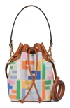 FENDI MINI MON TRESOR LOGO CANVAS BUCKET BAG,8BS010-ABMW