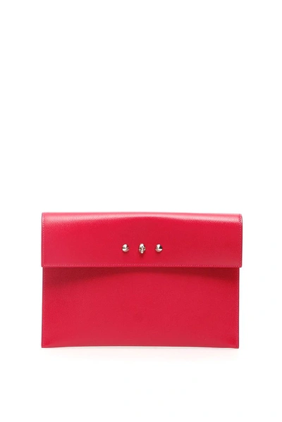 Alexander Mcqueen Envelope Leather Pouch In Red