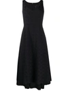 Comme Des Garçons All Over Logo Print Midi Dress In Blue