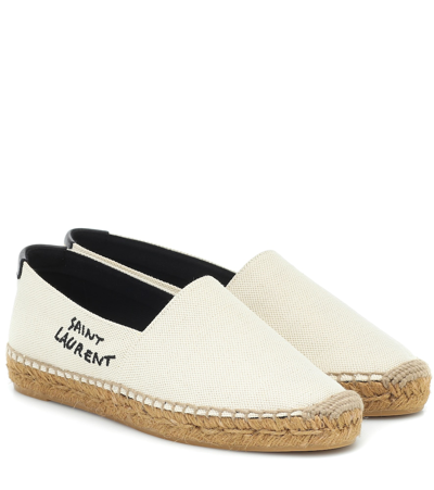 SAINT LAURENT EMBROIDERED CANVAS ESPADRILLES,P00440509