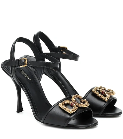 Dolce & Gabbana Dg Amore 95mm Pearl-embellished Sandals In Black