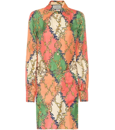 Gucci Belted Printed Silk-twill Shirt Dress In Multicolor