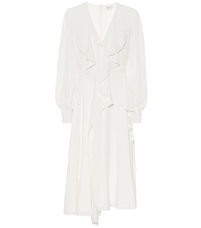 Alexander Mcqueen Ruffled Silk-georgette Midi Dress In White