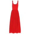 Alexander Mcqueen Chiffon And Ribbed-knit Midi Dress In Red
