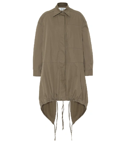 Loewe Drawstring Shirt Parka In Green