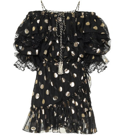 Dundas Ruffled Point D'esprit Tulle And Fil Coupé Silk-blend Chiffon Mini Dress In Black