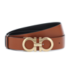 Ferragamo Reversible Gancini Leather Belt In Brown