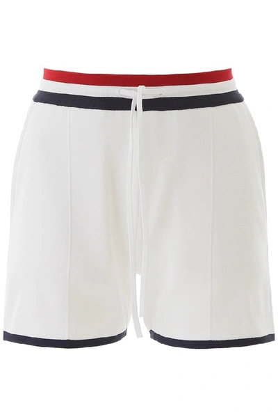 Thom Browne Tricolour-waistband Seersucker Shorts In White