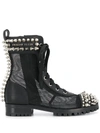 PHILIPP PLEIN STUDDED 35MM LACE-UP BOOTS