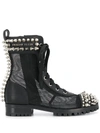 Philipp Plein Studded 35mm Lace-up Boots In Black