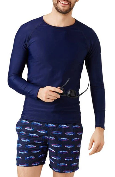 Vilebrequin Long-sleeve Turtle-accented Rash Guard Tee In Blue