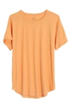 Madewell Whisper Cotton Ribbed Crewneck T-shirt In Pastel Orange