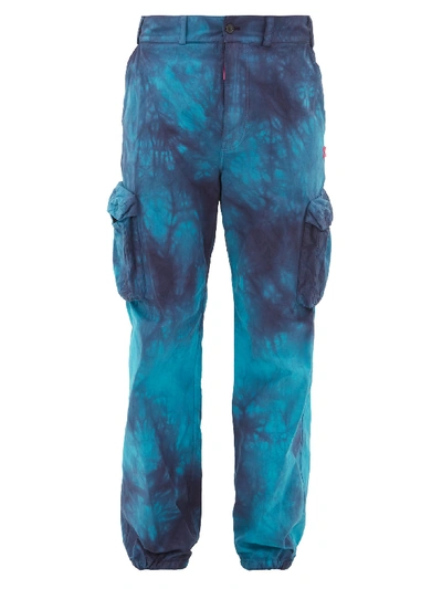 Off-white Tie-dyed Cotton-ripstop Cargo Trousers In Blue