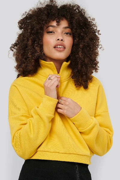 Hanna-martine X Na-kd Zipper Jersey Sweater - Yellow