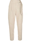 BRUNELLO CUCINELLI HIGH-RISE BELTED CROPPED TROUSERS