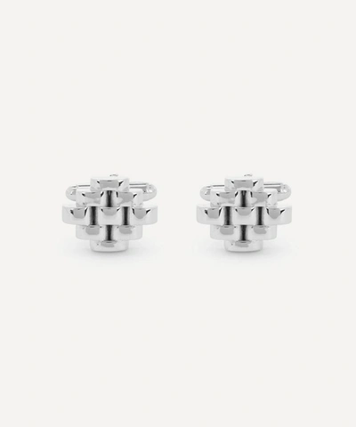 Lanvin Rhodium-plated Interwoven Cufflinks In Silver