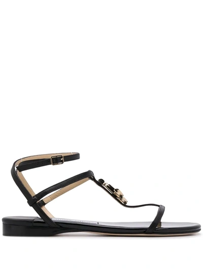 Jimmy Choo Alodie Logo Flat Sandals In Black