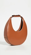 Staud Leather Handbag With Curved Shape And Handle In Tan