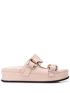 3.1 Phillip Lim / フィリップ リム Freida Buckle Leather Flatform Sandals In Blush