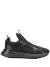 Ferragamo Gancini-panel Low-top Neoprene Trainers In Black