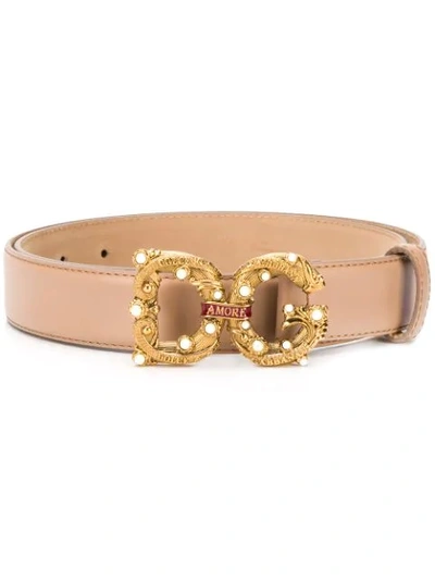 Dolce & Gabbana Dolce E Gabbana Women's Be1335ak1338m308 Pink Leather Belt - Atterley In Brown