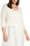Lafayette 148 Plus-size Finespun Voile Cropped Open Front Cardigan In Cloud