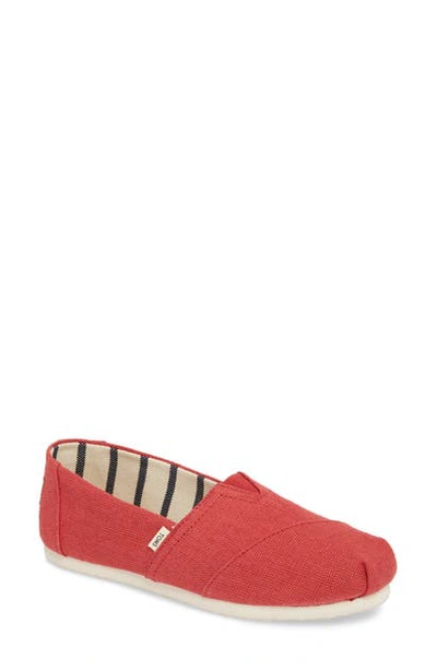 Toms Alpargata Slip-on In Apple Red Heritage Canvas