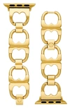 Tory Burch Double-t Link 20mm Apple Watch® Watchband In Gold