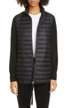 Moncler Quilted Down & Wool Long Cardigan In Black