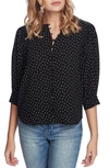 1.state Scatter Dot Button Front Blouse In Rich Black