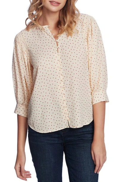 1.state Scatter Dot Button Front Blouse In Amber Rose