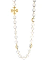 TORY BURCH CLEAR BEAD & GOLDTONE LOGO STATION LONG NECKLACE,400012298027