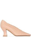 Bottega Veneta Beige Almond 75 Woven Leather Pumps In Brown