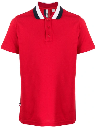 Rossignol Racer Stripe Collar Cotton Polo Shirt In Red