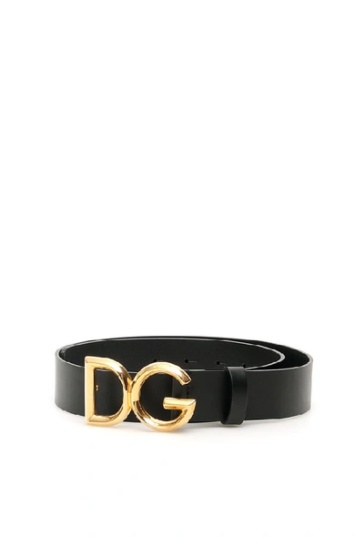 Dolce & Gabbana Logo Plaque Buckle Belt In Black