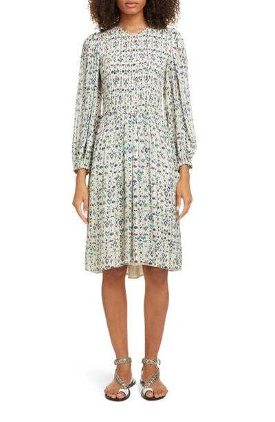 Isabel Marant Étoile Eulie Smocked Bodice Long Sleeve Dress In Neutrals