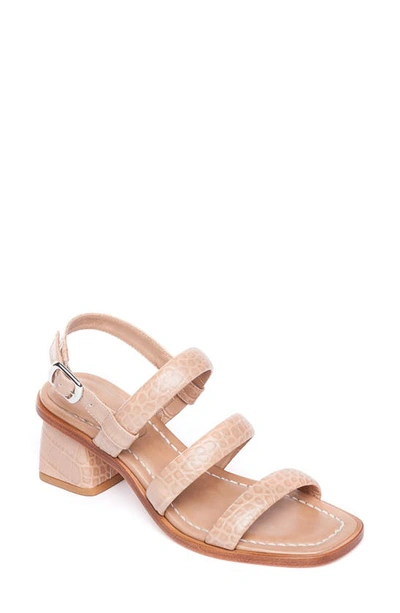 Bernardo Britney Trio-strap Leather Sandals In Sand Croco Leather