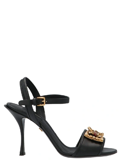 Dolce & Gabbana Dg Amore 95mm Pearl-embellished Sandals In Black