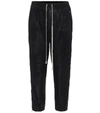 RICK OWENS CROPPED LEATHER TRACKPANTS,P00444715