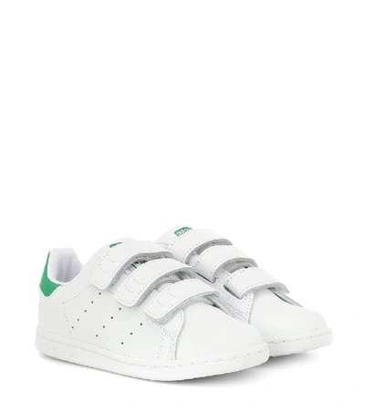Adidas Originals Kids' "stan Smith"皮革魔术贴运动鞋 In White